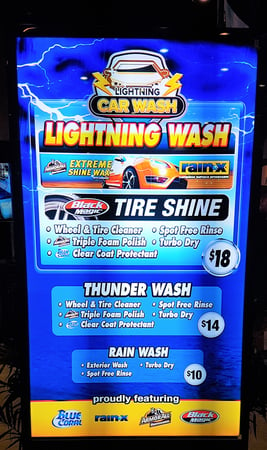 car wash digital menu